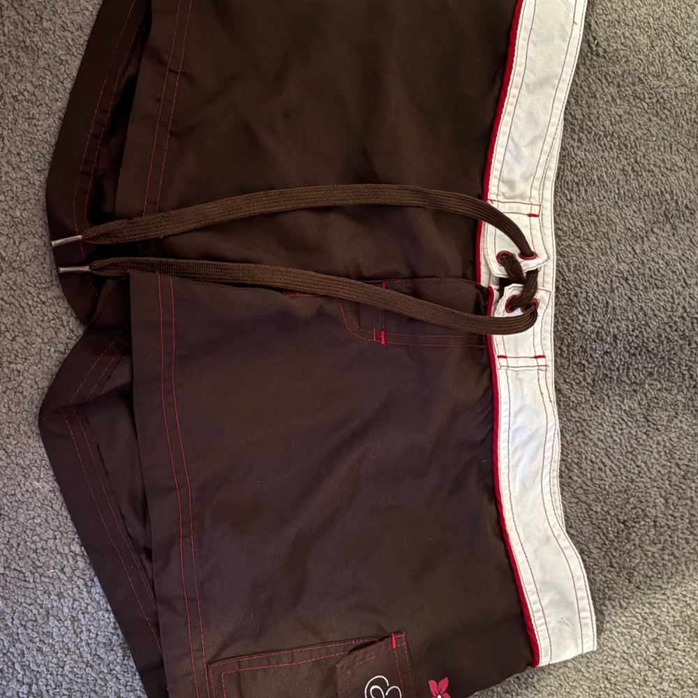 Brown and White Women's Shorts